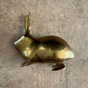 Vintage Brass Bunny Rabbit Figurine Statue Collectible Decor Paper Weight
